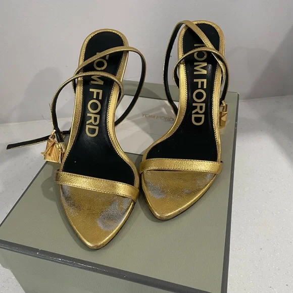 Tom Ford Lock Metallic Stiletto Sandals - Picture 7 of 15